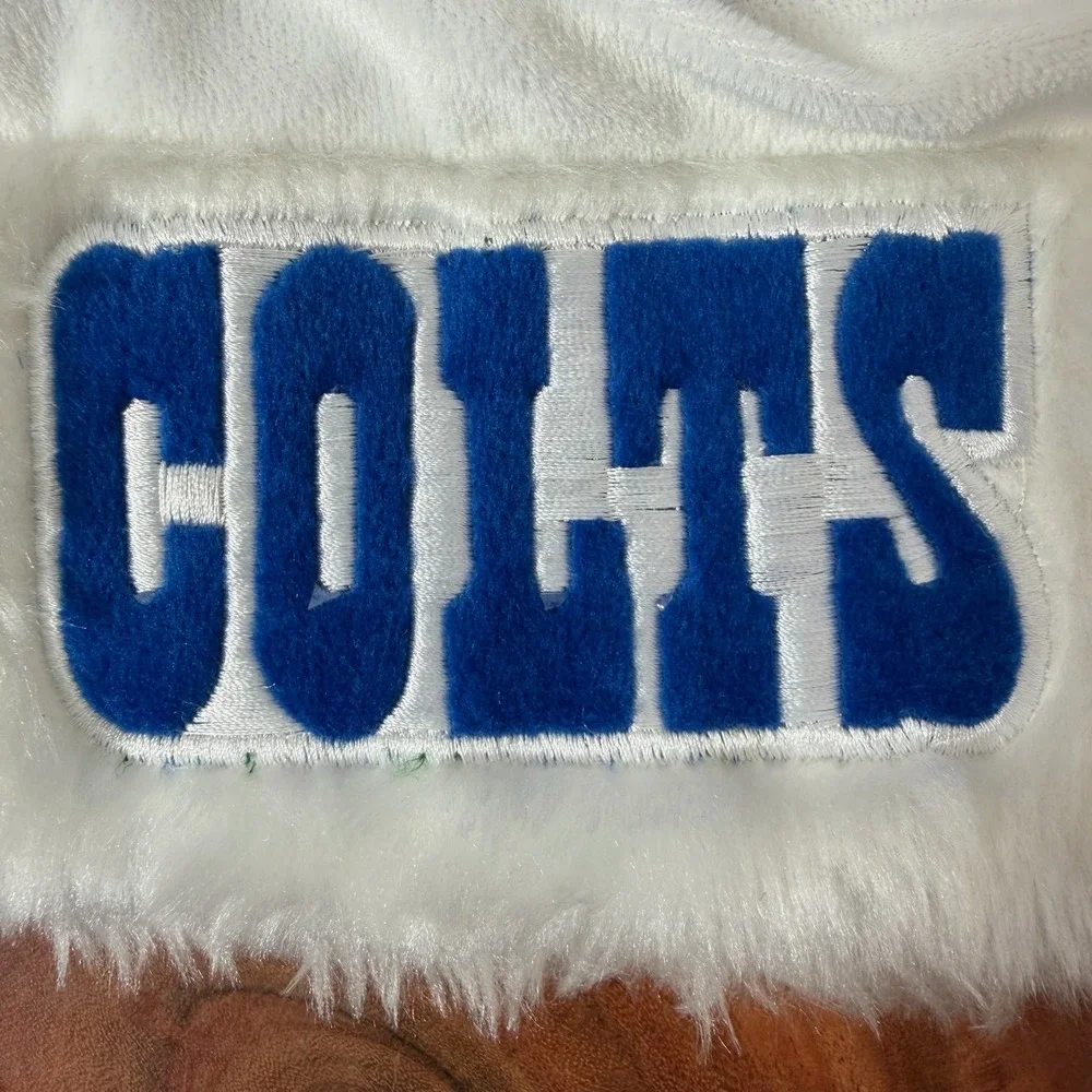 Indianapolis Colts Christmas Santa‎ Hat Blue White Horseshoe Logo Holly